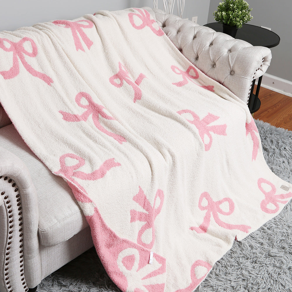 Pink Ribbon Bows Blanket