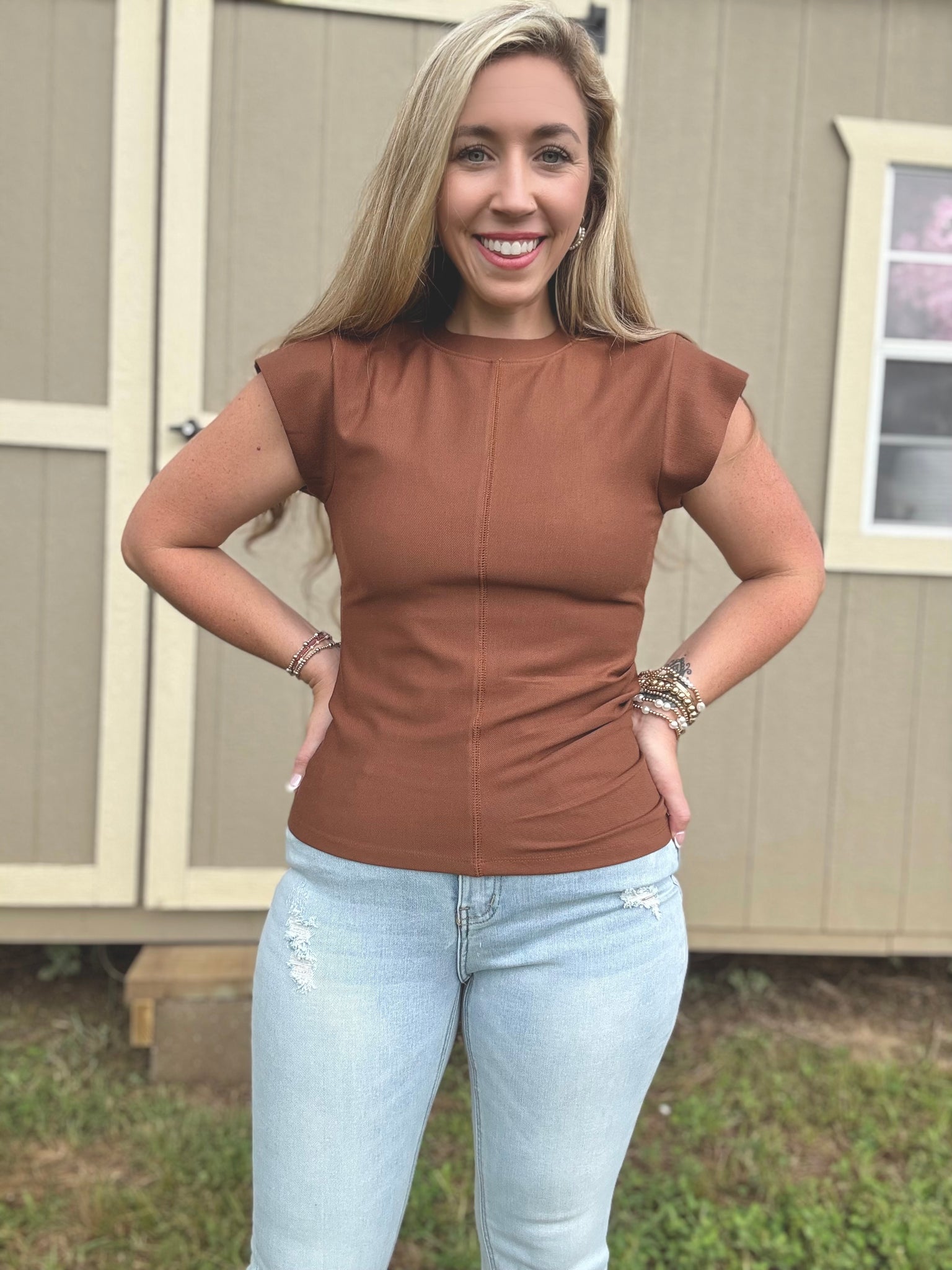 Limitless Rustic Knit Top- Camel