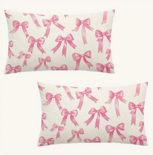 2-Pack Pink Bow Pillow Covers