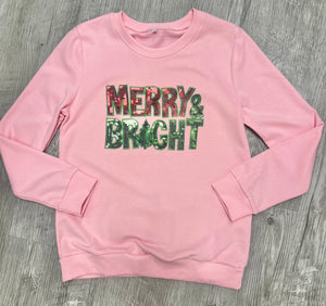 Merry & Bright Faux Sequin Sweatshirt