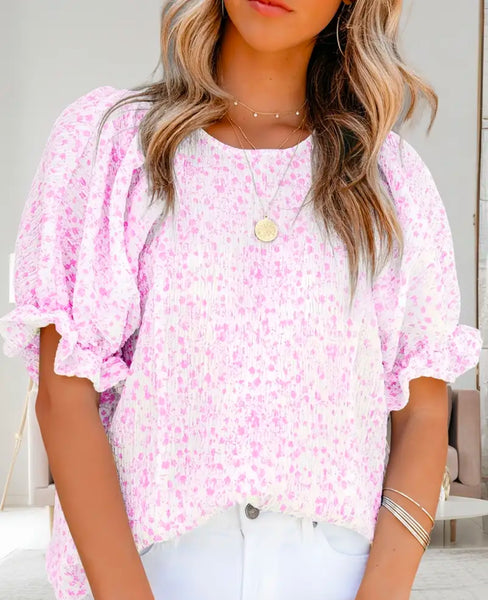 Fan of Floral Puff Sleeve Top