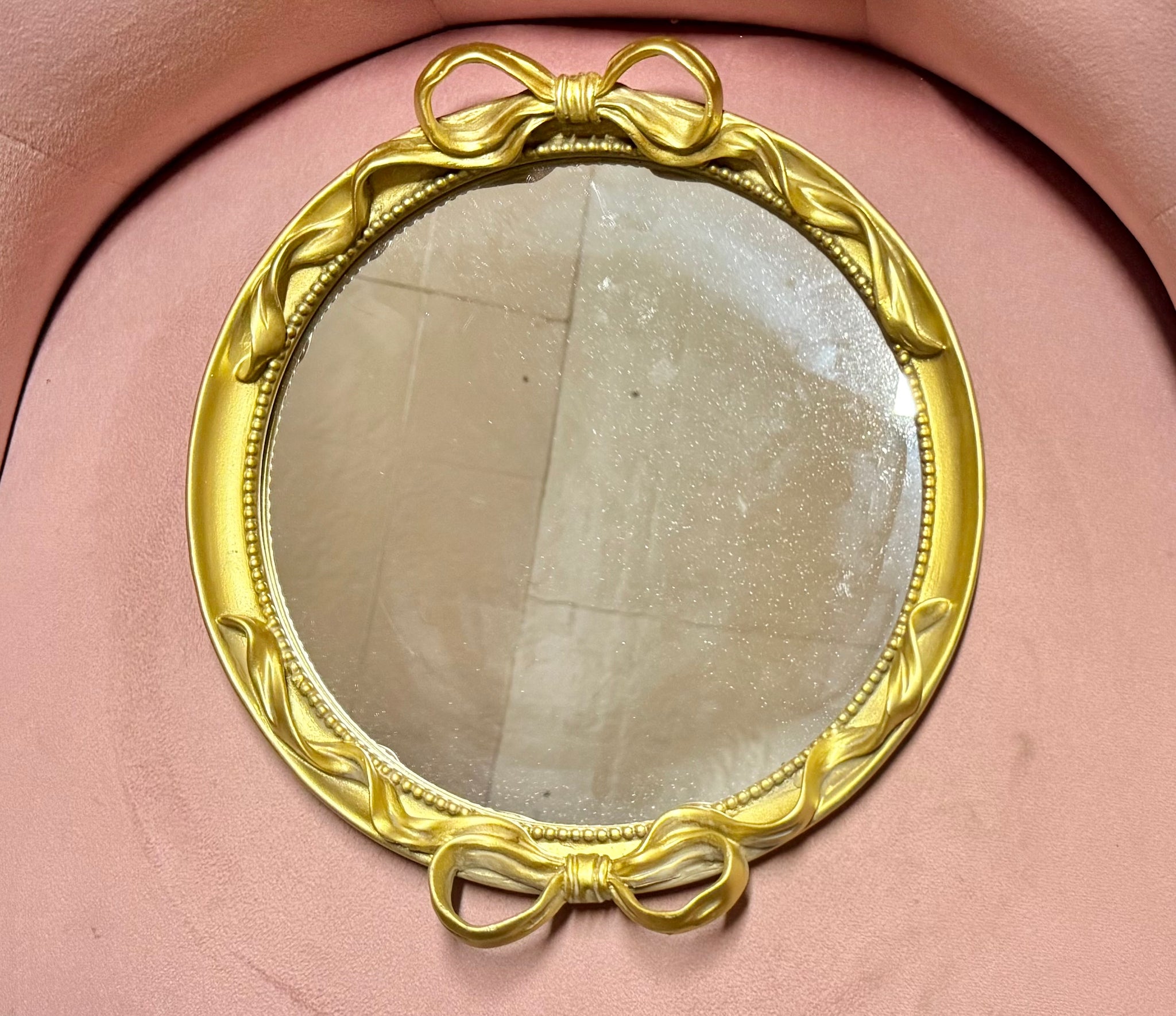 Gold Bow Mirrored Tray- Small
