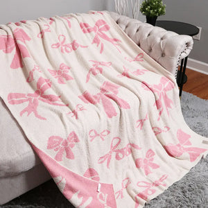 Mixed Pink Ribbons Bow Blanket