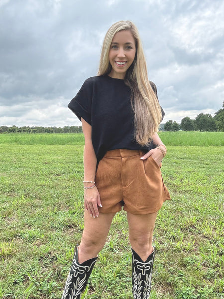 Iconic Suede Shorts- Camel