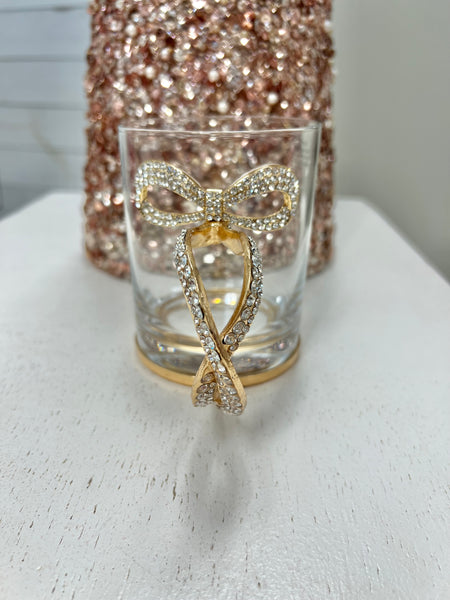 Rhinestone Bow Glass