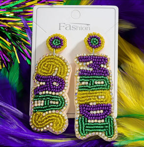 Mardi Gras Beaded Earrings