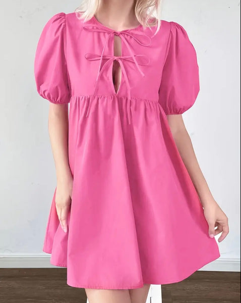 So Charmed Tie Front Peplum Dress