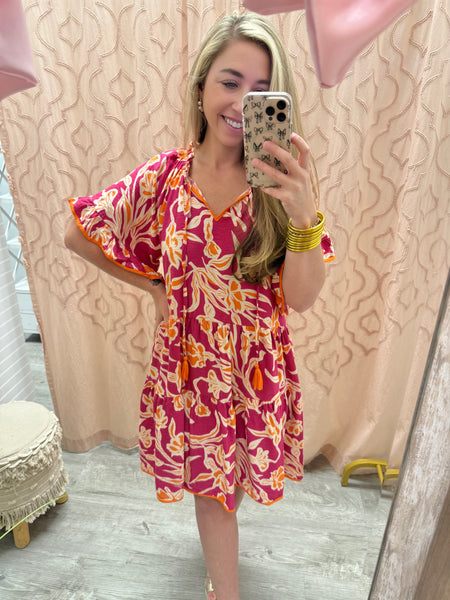Poolside Floral Print Dress