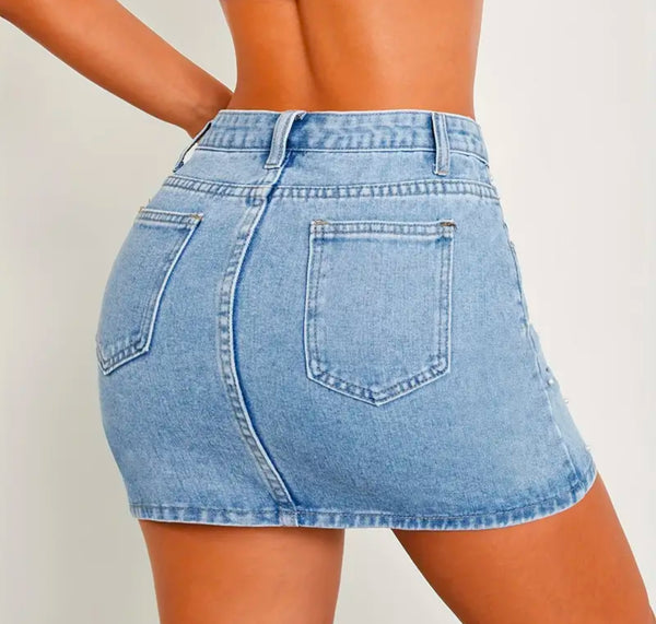 For The Thrill Pearl Denim Skirt