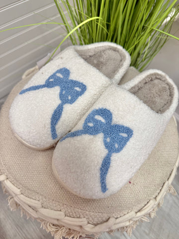 Blissful Blue Bow Slippers