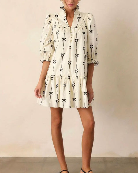 First Class Bow Print Dress