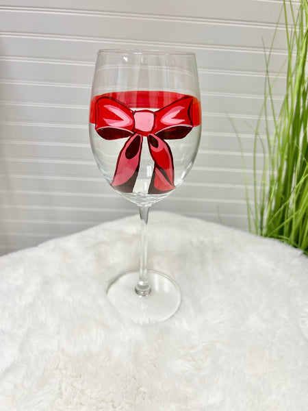 Red Bow Wineglass