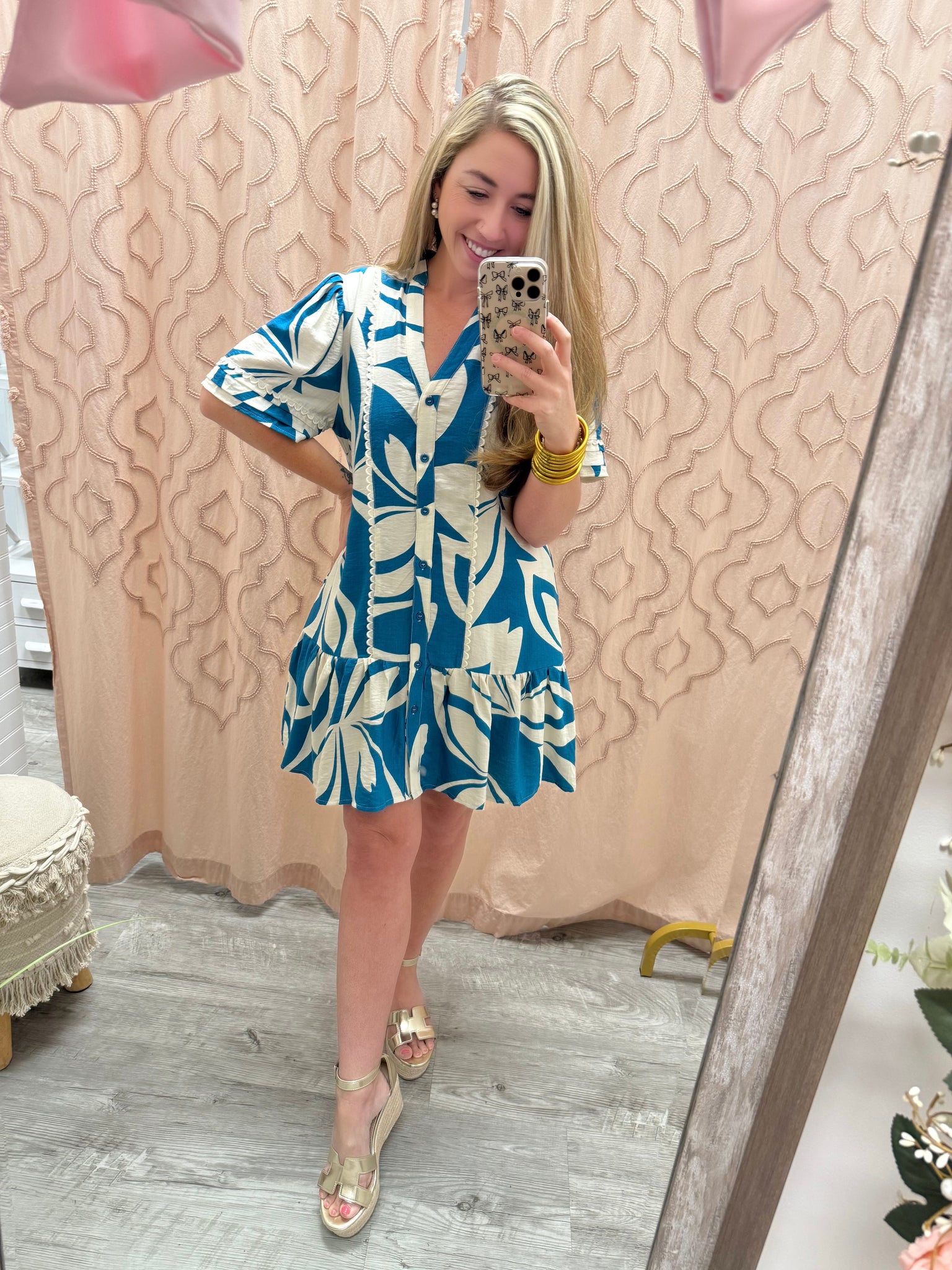 Under The Palms Leaf Print Dress