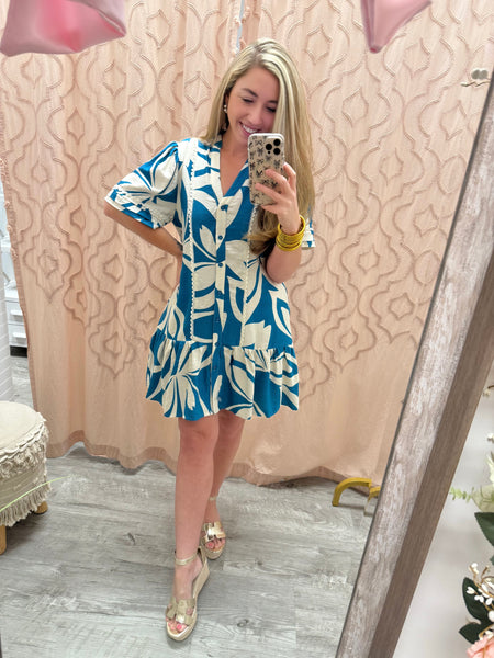 Under The Palms Leaf Print Dress