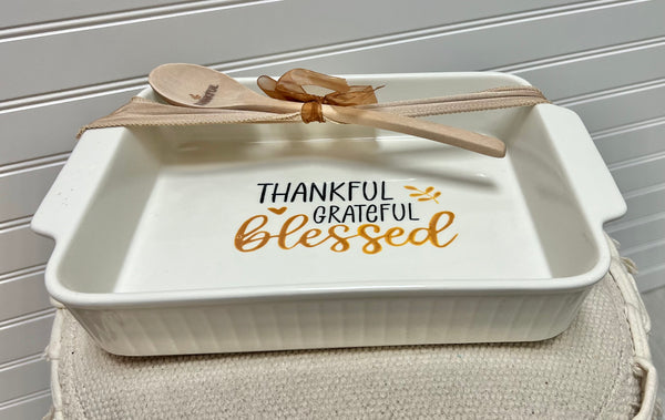 Thankful Grateful Blessed Ceramic Dish