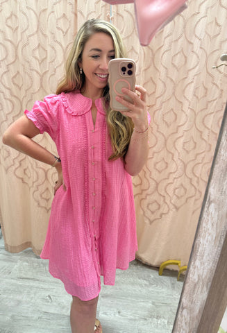 Out Of Office Shirt Dress- Pink