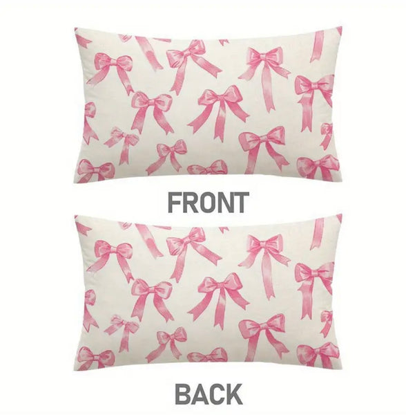 2-Pack Pink Bow Pillow Covers