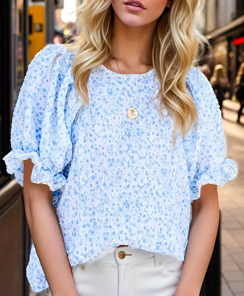 Fan of Floral Puff Sleeve Top