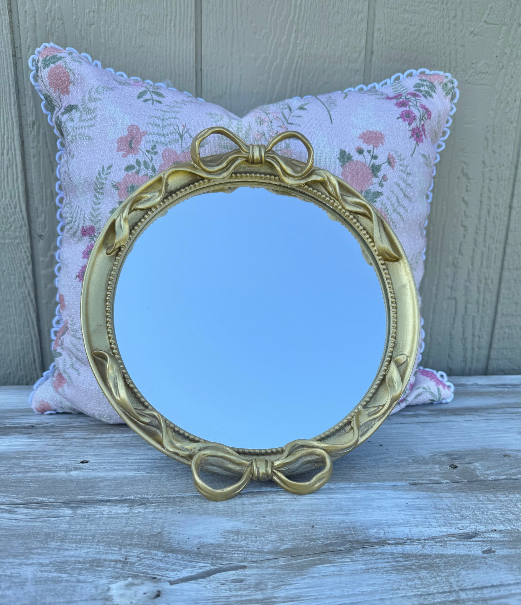 Gold Bow Mirrored Tray- Small