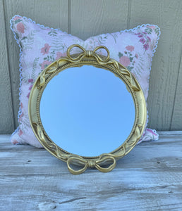 Gold Bow Mirrored Tray- Small
