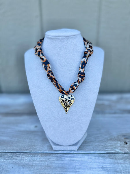 Printed Scarf Charm Necklace