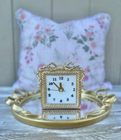 Square Gold Bow Clock