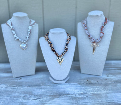 Printed Scarf Charm Necklace