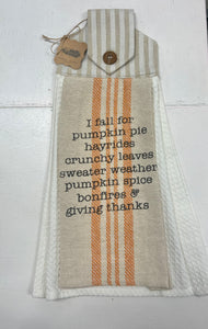 Mud Pie Pumpkin Hanging Towel
