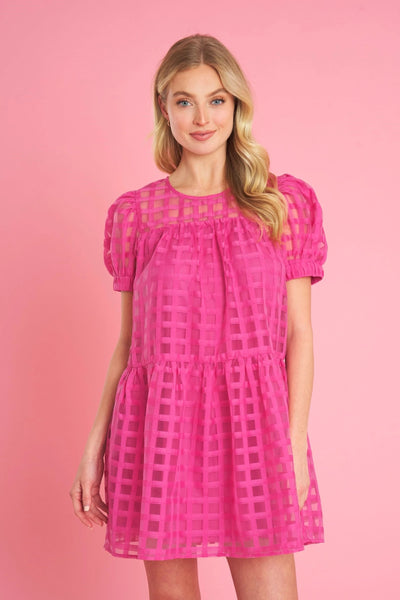 Adorably Yours Puff Sleeve Dress- Pink
