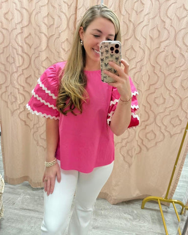 Girls Trip Ric-Rac Top- Pink