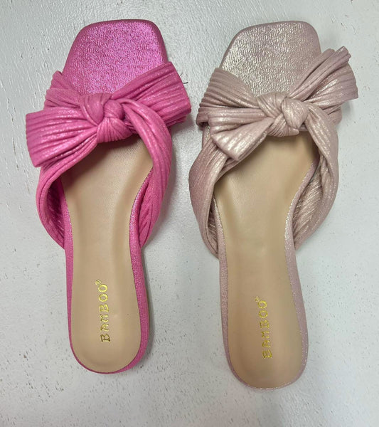 Pretty in Pink Bow Sandals- Blush Pink