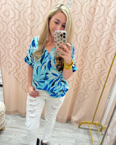 Sunny Forecast Leaf Print Top