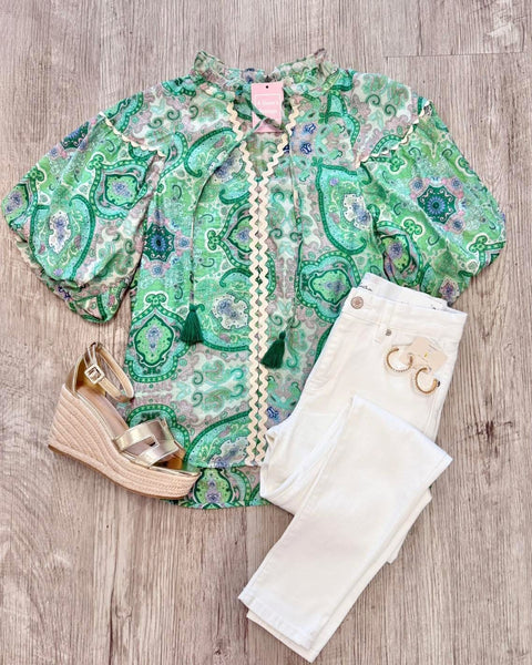 Brunch Spot Medallion Print Top