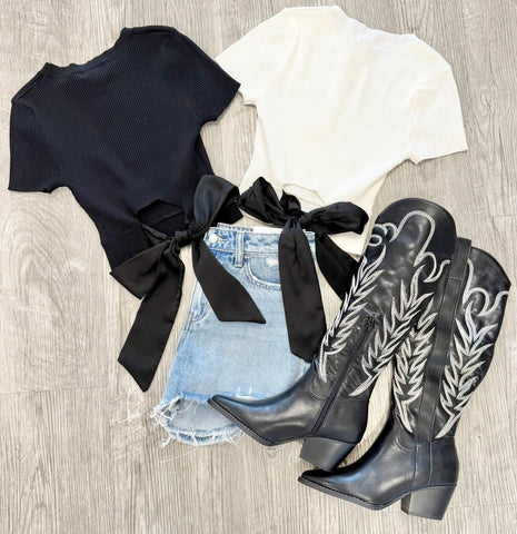 London Love Bow Back Top