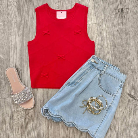 Heart Flutters Bow Sweater Top