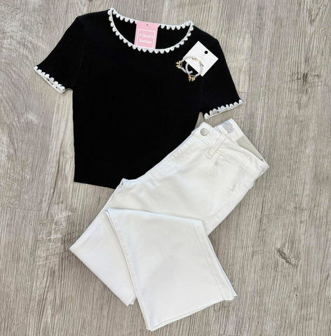 Casual Charm Scallop Trim Top
