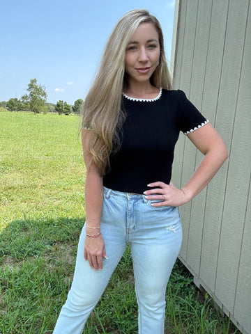 Casual Charm Scallop Trim Top