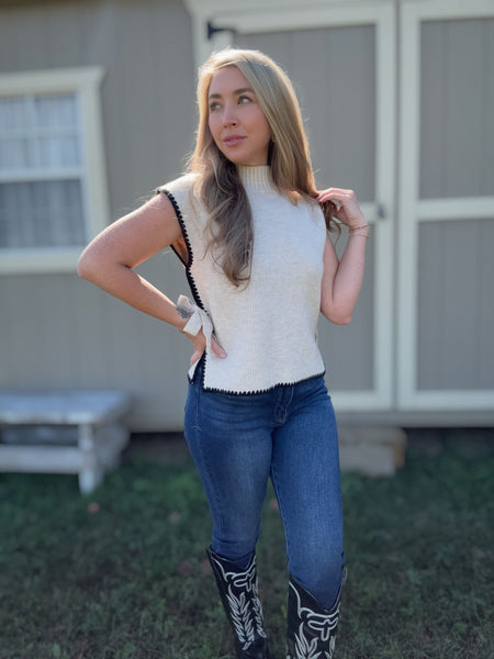 Trailside Bliss Side Tie Sweater- Oatmeal