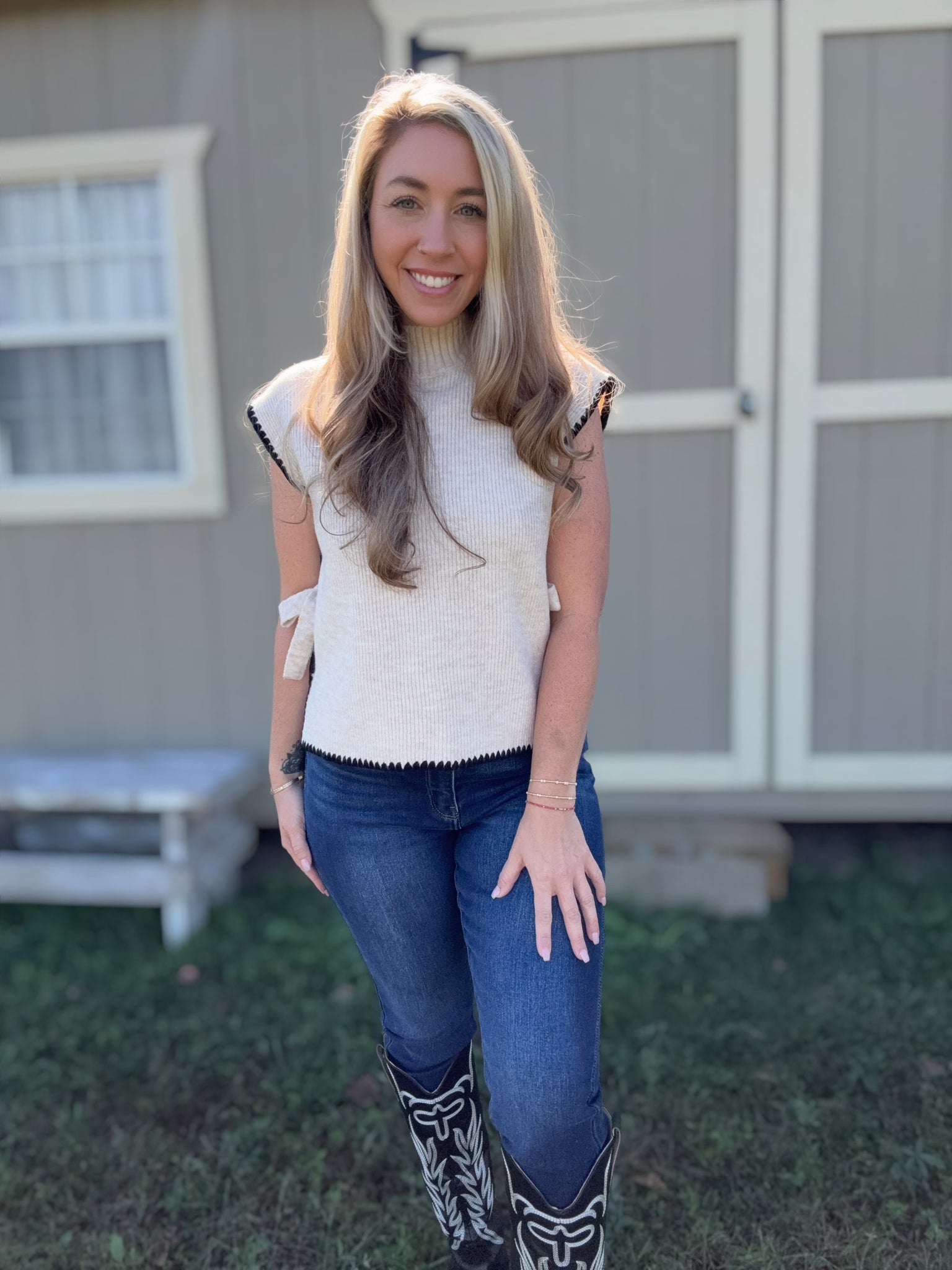 Trailside Bliss Side Tie Sweater- Oatmeal