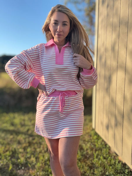 Road Trip Striped Skort Set