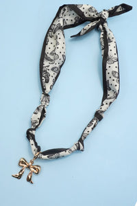 Printed Scarf Interchangeable Charm Necklace