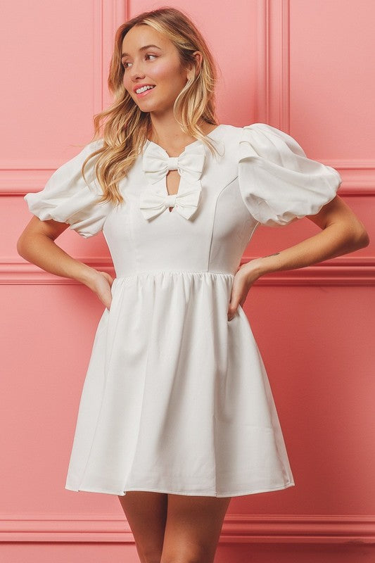 Bows & Bliss Puff Sleeve Dress