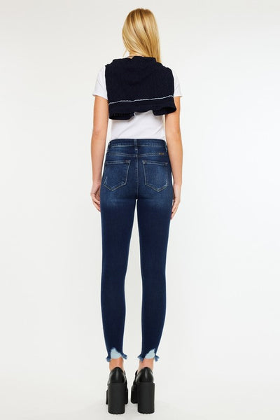 Kan Can Fray Hem Dark Skinny Jeans