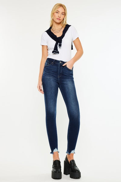 Kan Can Fray Hem Dark Skinny Jeans
