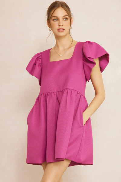 Pop Of Color Textured Dress