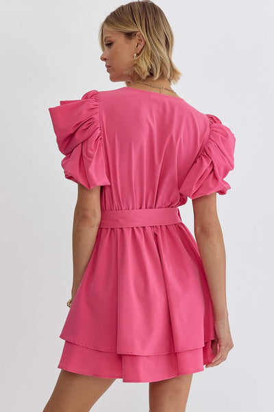Glamorous Sweetie Tiered Ruched Sleeve Dress