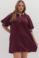 Casual Outing Contrast Zip Dress