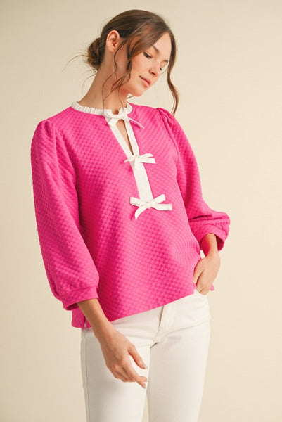 Glamour Girl Textured Bow Top