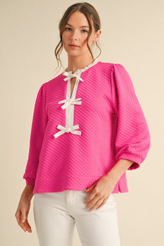 Glamour Girl Textured Bow Top