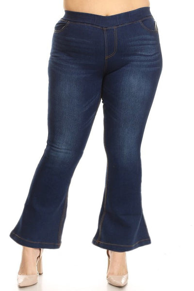 Winning Style Dark Denim Flare Jeans - Plus Size